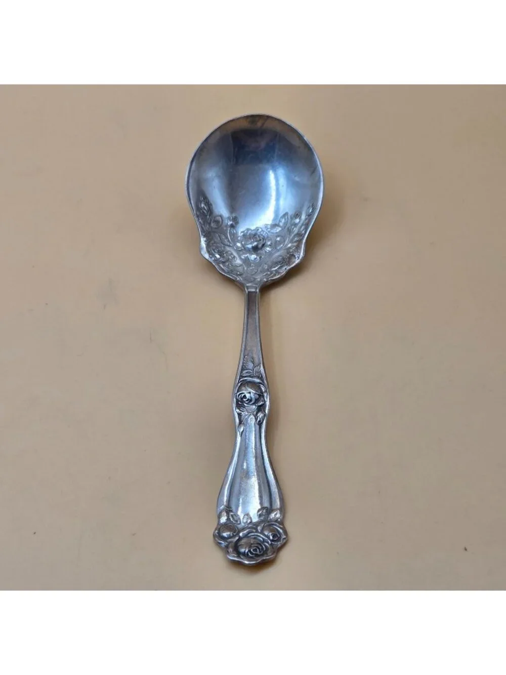 Holmes & Edwards American Beauty Rose Silverplate Berry Spoon Flatware